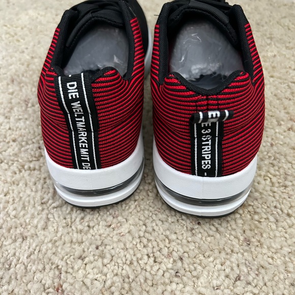 Black and Red Sneakers with Breathable Mesh and White Midsole - Picture 2 of 5